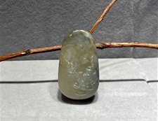 和田玉莲花金鱼挂件吊坠墨玉挂件吊坠连年有余