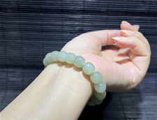 和田玉手串青玉10mm鼓形珠手串