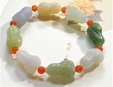 缘籽玉-新疆和田玉多宝雕刻百财手串手链