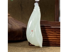 和田玉玉兰花挂件吊坠白玉挂件吊坠冰清玉洁