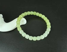 和田玉手串青白玉渐变7mm老型珠手串